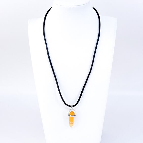 Vintage Sterling Silver 925 Orange Agate Point Pendant Necklace 19.5" - Picture 1 of 4